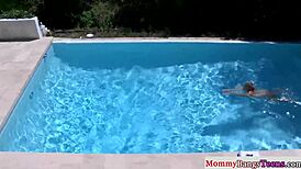 Busty Blonde Milf Exclaims During Threesome Blowjob with Teens!