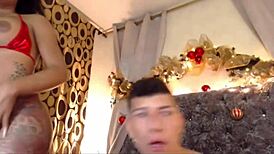 Hey, this shemale with big tits loves sucking dick