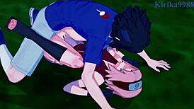 sakura haruno and naruko uzumaki with sasuke uchiha in intense hentai sex.