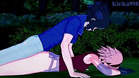 sakura haruno and naruko uzumaki with sasuke uchiha in intense hentai sex.
