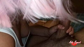 hot teen with big tits sucks hard cock until cum covered