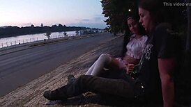 Teen Fuck Doll Bent Over for Intense POV Doggystyle Cum in Public