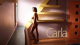 Sweet Carla brings vintage nude pleasure in retro solo