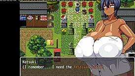 Tanned Girl Natsuki in Hentai Game Ep 11, Village Chief Sneaks a Peek While She Changes Publicly!