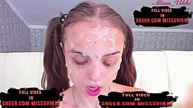 She loves wild fun while parents are out! Petite teen on webcam. 😜