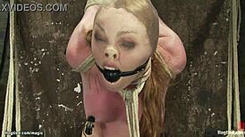 Are you ready to see this lesbian bound in a stressful crouch?