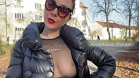 Beauty flashes her big boobs in a public park! 😍