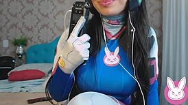 DVA Overwatch cosplay with ASMR and big boobs