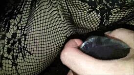 milf penetrates her vagina with a big dildo, squirting and dripping