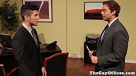 Gay hunk sucks and fucks in office