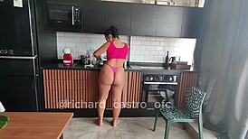 Woke up hard and fucked the maid in red sheer lingerie.