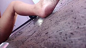 close-up of dirty foot fetish with brunette milf