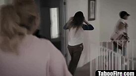 Lesbo Stepdaughter Fucks Stepmom And Her Bf To Prove She's Gay