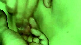 Horny babe uses vibrator on big natural tits, leading to creampie cumshot