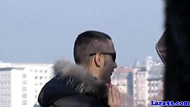 Mature euro slut picks up a stranger and gets choked while sucking.