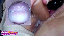 I had a crazy orgasm with dildo on webcam, my pussy got so wet and creamy.
