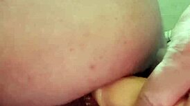 Dildo stretches big ass during intense anal masturbation session