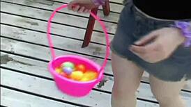 Come help me look for easter eggs out back