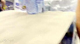 helping a guy shoot his load in risky supermarket public spot