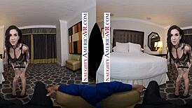 Joanna angel feels naughty pleasure from licking balls and getting fucked