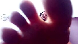 close-up of dirty foot fetish with brunette milf