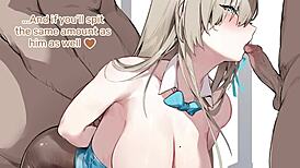 Hot hentai maid surprises you with gangbang POV action