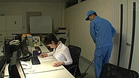 Hard Fucking After Work with Big Ass Asian in Office Setting