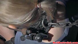 Bound submissive feels humiliation during whipping punishment