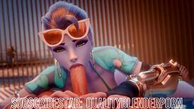 widow deepthroats cock on the beach.