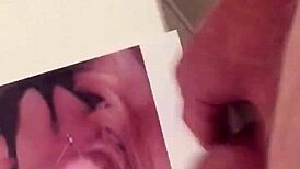 Cum tribute for Donna turned into a solo session. Everyone was watching her go at it.