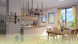 Summer clover discovers boss masturbating to giant cock in harem game