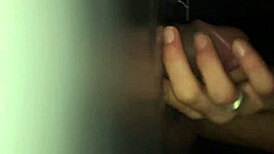 Glory hole in swing house pulls wife's panties aside and thrusts - couple enjoys cuckold filming teaser