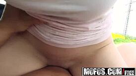 Stranded teen gets fucked in car sex tape