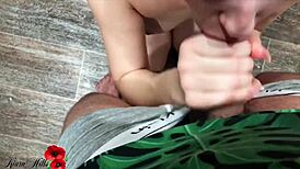 hot blonde teen sloppy sucking neighbor’s big cock with deepthroat. rough banging ends in messy cumshot!