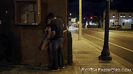 Beautiful young Holly Hendrix is tied up and has rough sex in public