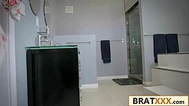 Pocket-sized hottie welcomes stepbrother from military