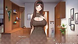 Summer clover discovers boss masturbating to giant cock in harem game