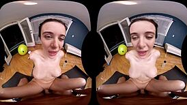 naughty america vr brunette licks tits and fucks in gym