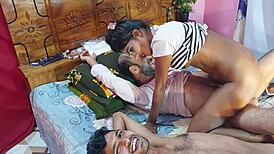 College girl gets first double penetration with two huge cocks in rough interracial threesome