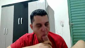 Intriguing gay blowjob session unfolds