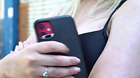 behind the scenes, blonde slut gets interracial anal blowjob