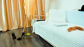 watch this webcam slut in cosplay fingering herself, showing off legs and feet