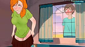 Steve Spies Alex Stripping Skirt, Sees Bare Pussy in Minecraft Hentai!