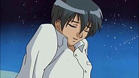 In this anime scene, a big titty babe gets her pussy licked.