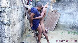 ghetto sex gets wet with clothes ripped for creampie fucking outside the house