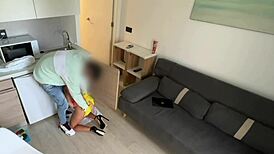 i caught the plumber spying on my ass under my dress, and he has a nice cock.