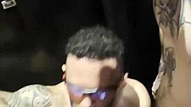 Anal sex and facial in a nightclub bathroom with an amateur couple