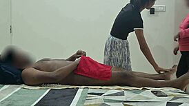 Flashing My Dick to Massage Girl While Wife Watches