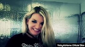 Hot Blonde Vicky Vette Rubs Her Pussy And Gives A Great Titjob