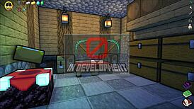 in hornycraft parody, watch the femdom with huge tits get her face covered in hot cum? so messy!